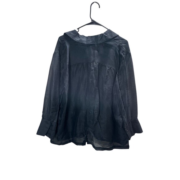 Coldwater Creek 2X Linen Silk Shirt Women's Size Black Button Up Tunic Top - Picture 2 of 4